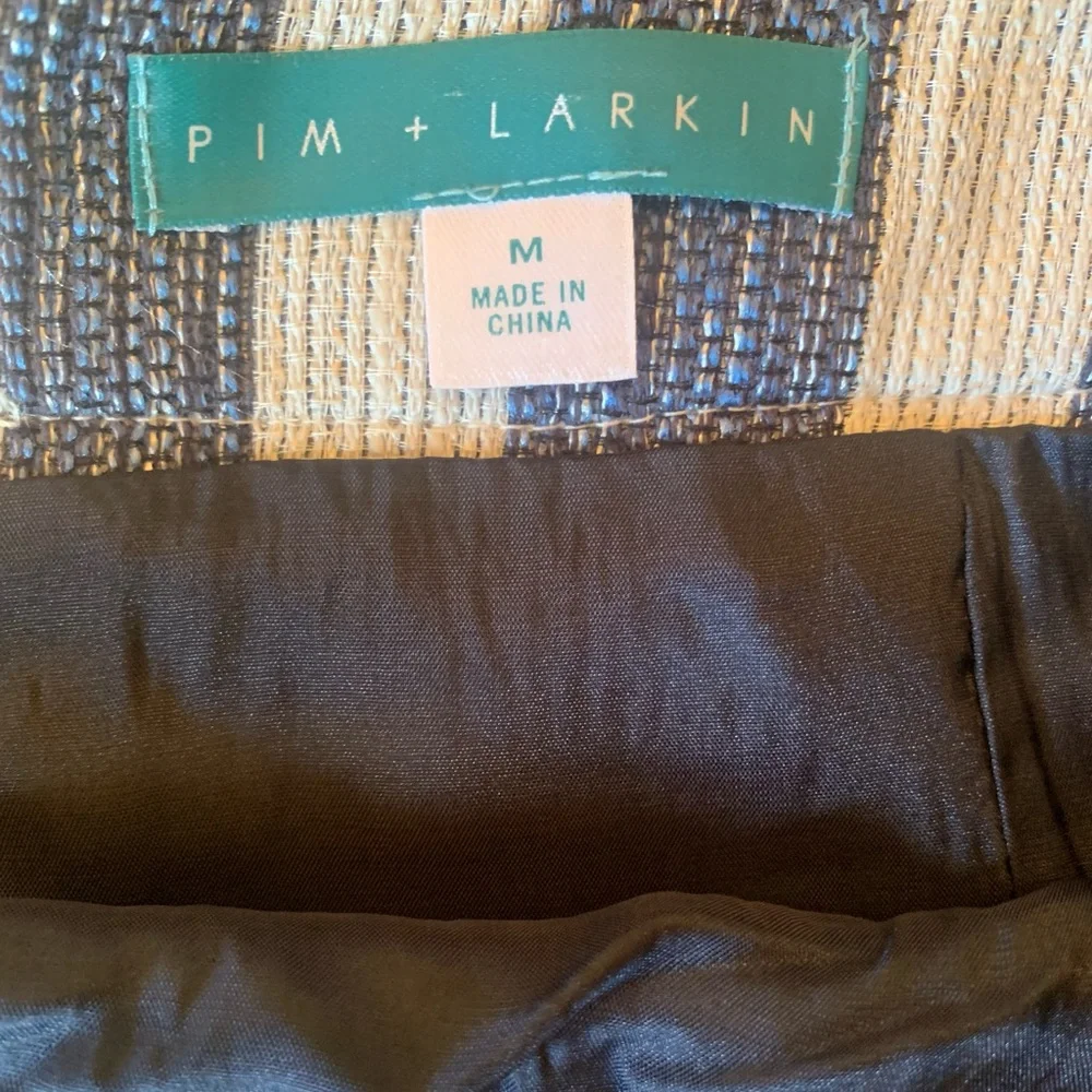 PIM + LARKIN Blue and Off White Striped Textured Mini Skirt Medium - Picture 5 of 9